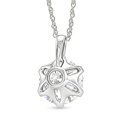 Certified Moissanite D-E VVS1-VVS2 1.30 ctw Timeless Sparkle Pendant Necklace in 10K White Gold 18 Inches