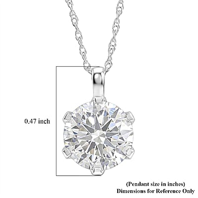 Certified Moissanite D-E VVS1-VVS2 1.30 ctw Timeless Sparkle Pendant Necklace in 10K White Gold 18 Inches