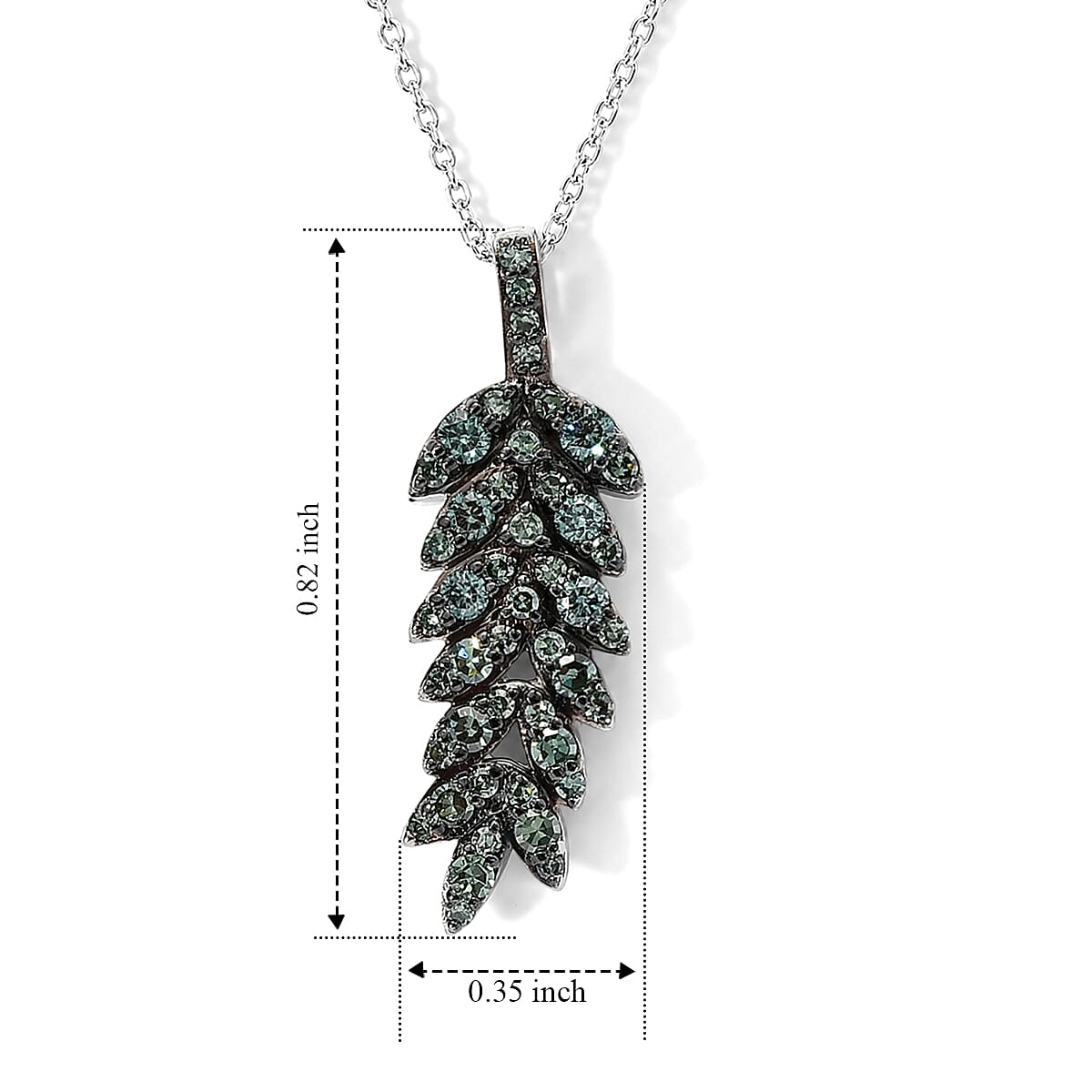 Luxuriant Lab Grown Green Diamond (SI) 0.50 ctw Verdant Leaf Wrap Pendant Necklace (20 Inches) in Rhodium Over Sterling Silver