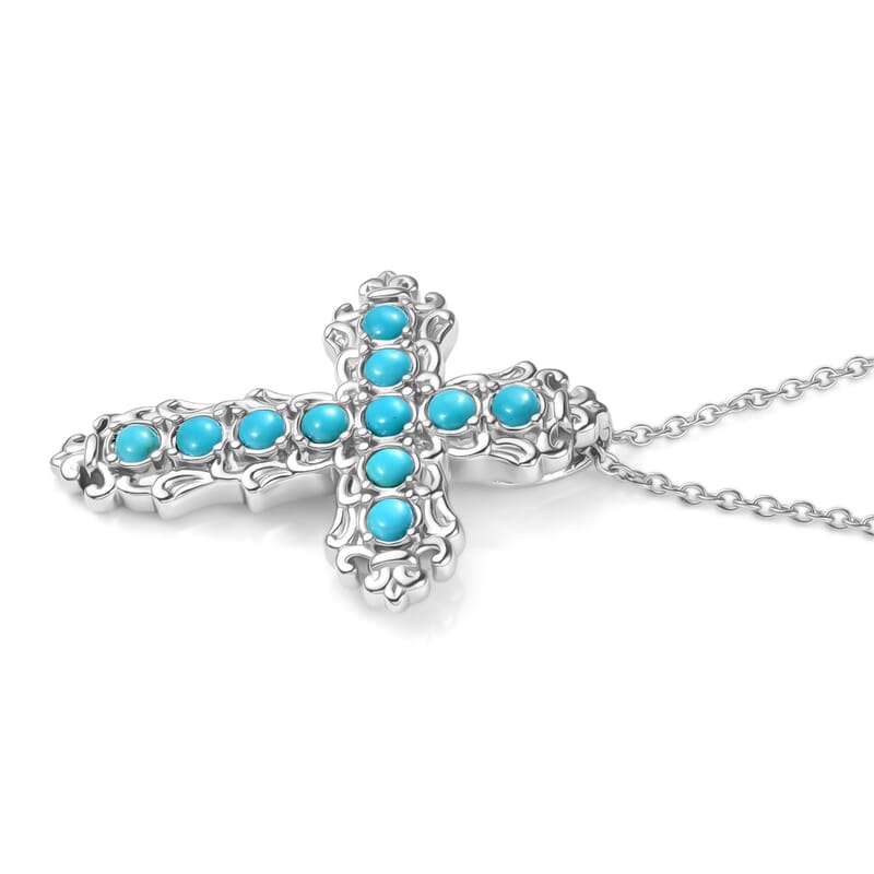 EverTrue Sleeping Beauty Turquoise 1.65 ctw Pendant Necklace in Stainless Steel 20 Inches