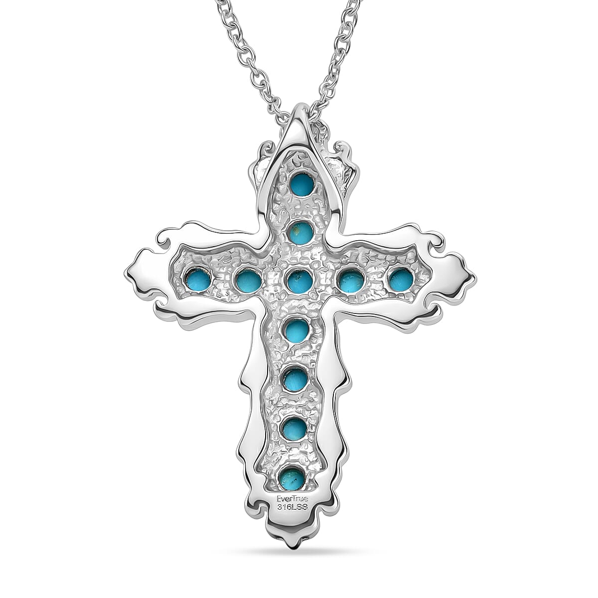 EverTrue Sleeping Beauty Turquoise 1.65 ctw Pendant Necklace in Stainless Steel 20 Inches