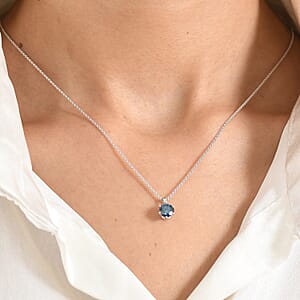 Luxuriant Lab Grown Blue Diamond IR SI 1.00 ctw Pendant Necklace in 10K White Gold 20 Inches
