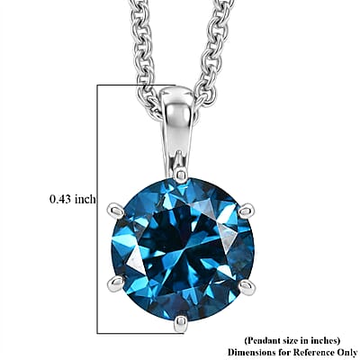 Luxuriant Lab Grown Blue Diamond IR SI 1.00 ctw Pendant Necklace in 10K White Gold 20 Inches