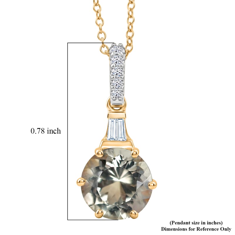 100 Facets AAA Turkizite and Luxuriant Lab Grown Diamond E-F VS 2.00 ctw Golden Autumn Glow Pendant Necklace in 10K Yellow Gold 20 Inches