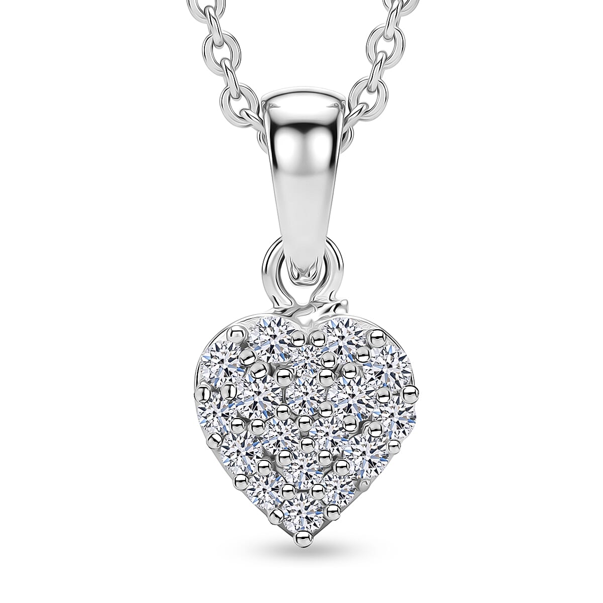Luxuriant Lab Grown Diamond G-H SI 0.15 ctw Pendant Necklace in Rhodium Over Sterling Silver 20 Inches