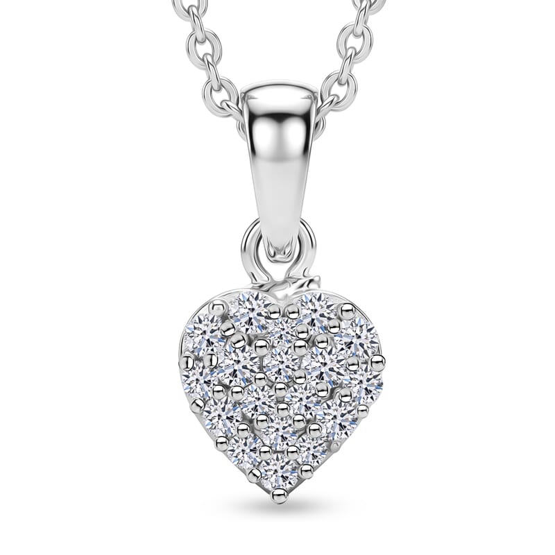 Luxuriant Lab Grown Diamond G-H SI 0.15 ctw Pendant Necklace in Rhodium Over Sterling Silver 20 Inches