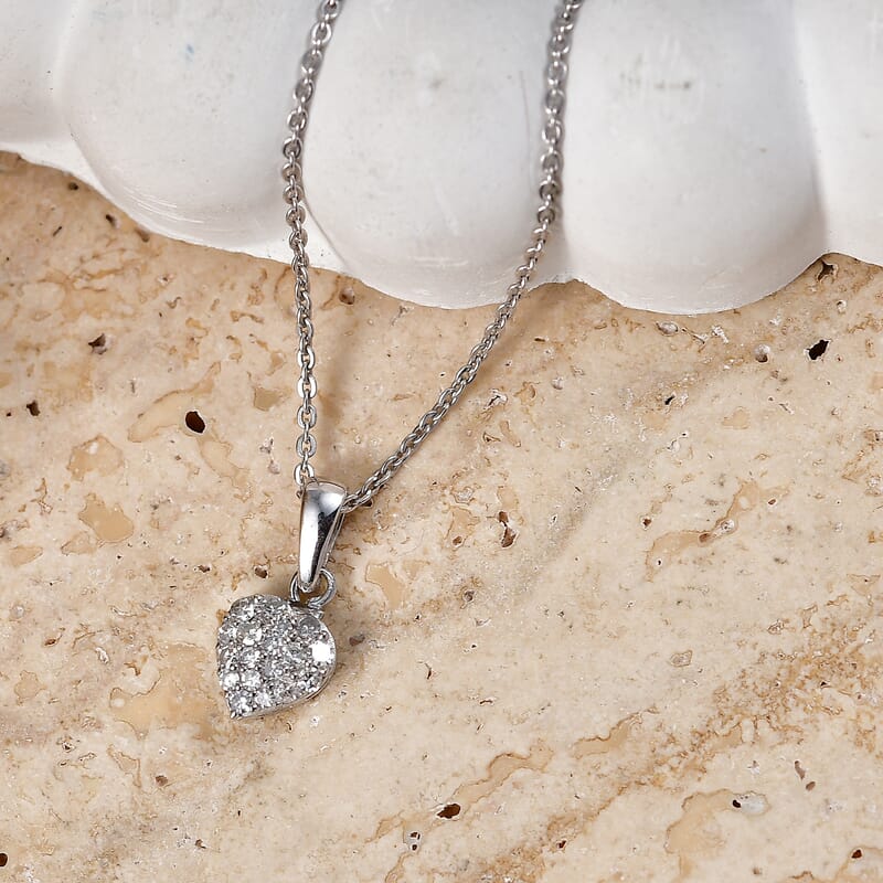 Luxuriant Lab Grown Diamond G-H SI 0.15 ctw Pendant Necklace in Rhodium Over Sterling Silver 20 Inches
