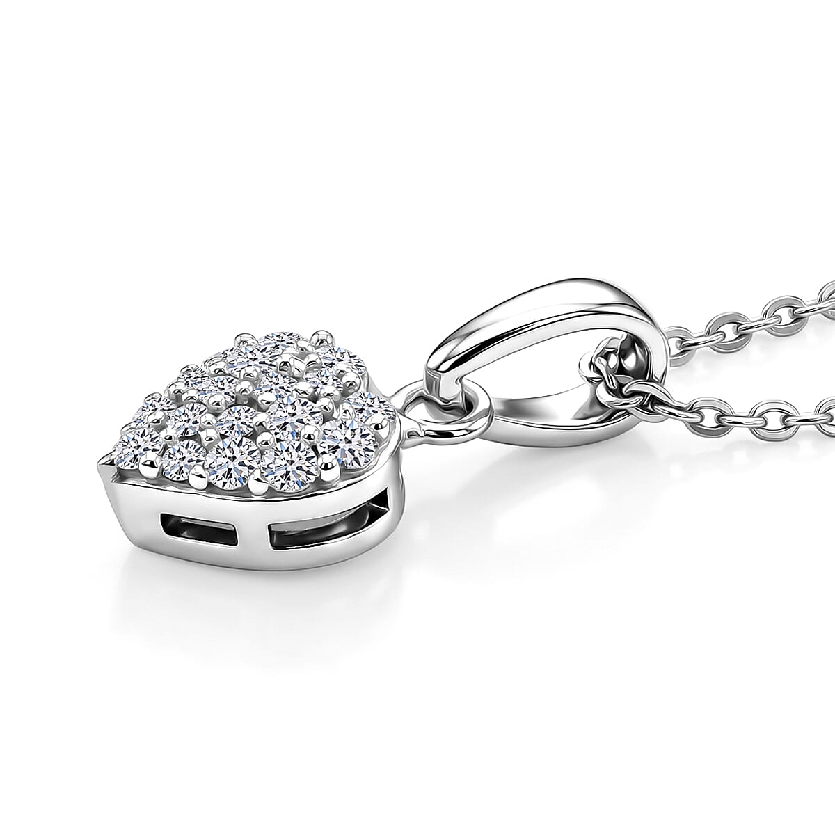 Luxuriant Lab Grown Diamond G-H SI 0.15 ctw Pendant Necklace in Rhodium Over Sterling Silver 20 Inches