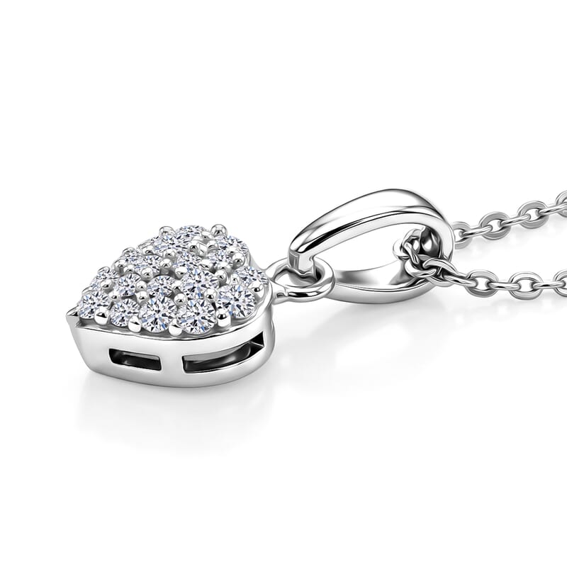 Luxuriant Lab Grown Diamond G-H SI 0.15 ctw Pendant Necklace in Rhodium Over Sterling Silver 20 Inches
