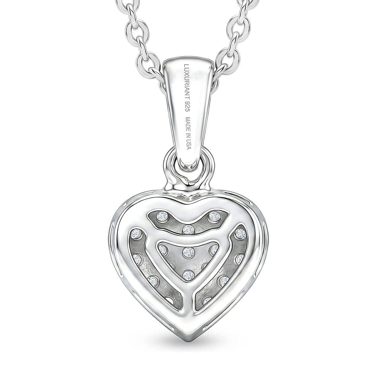 Luxuriant Lab Grown Diamond G-H SI 0.15 ctw Pendant Necklace in Rhodium Over Sterling Silver 20 Inches