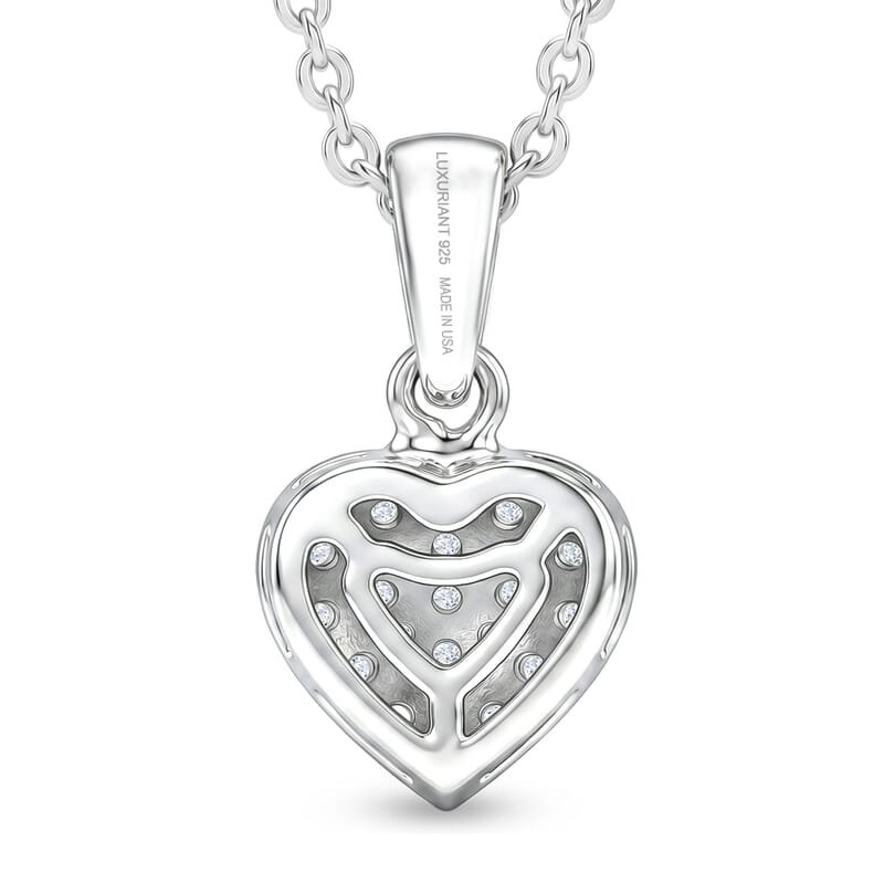 Luxuriant Lab Grown Diamond G-H SI 0.15 ctw Pendant Necklace in Rhodium Over Sterling Silver 20 Inches