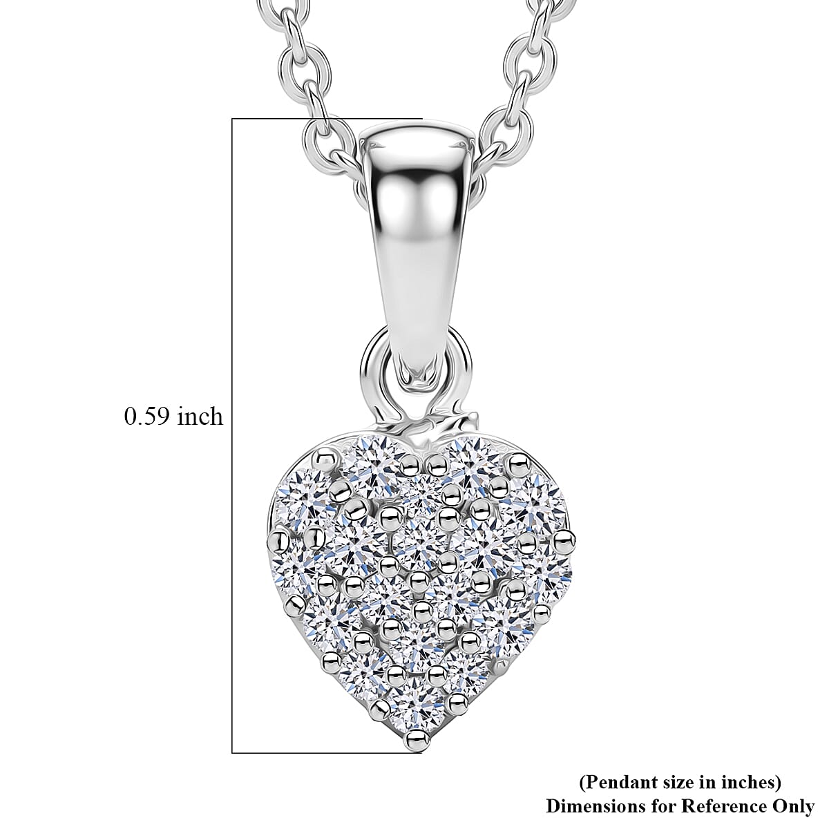 Luxuriant Lab Grown Diamond G-H SI 0.15 ctw Pendant Necklace in Rhodium Over Sterling Silver 20 Inches