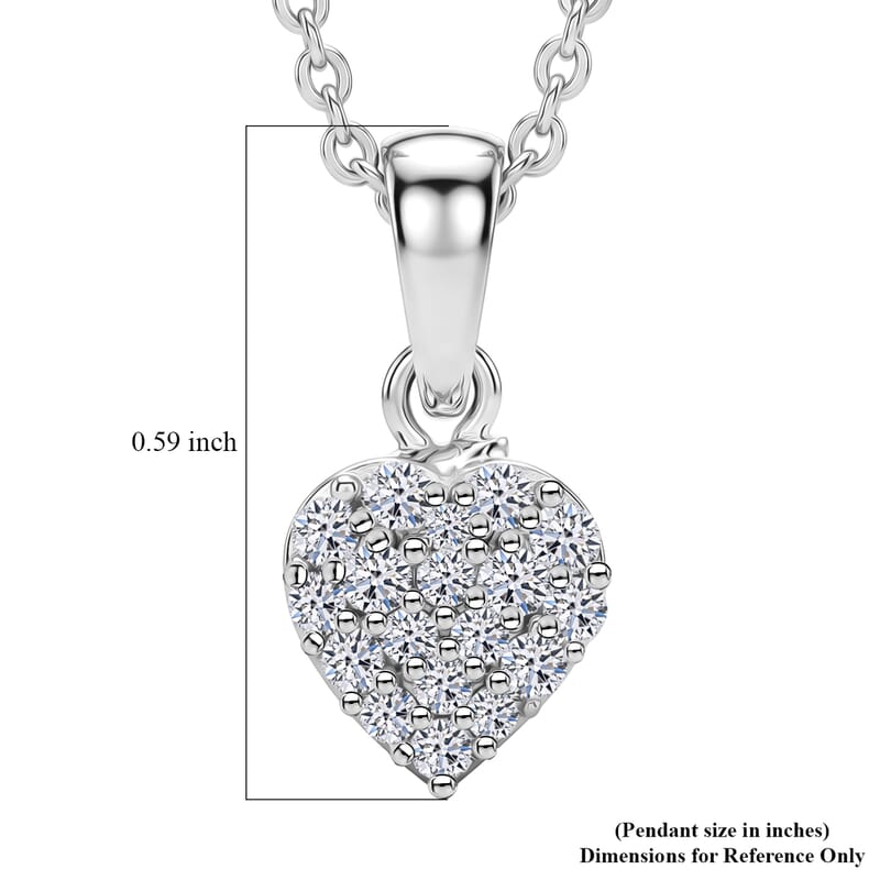 Luxuriant Lab Grown Diamond G-H SI 0.15 ctw Pendant Necklace in Rhodium Over Sterling Silver 20 Inches