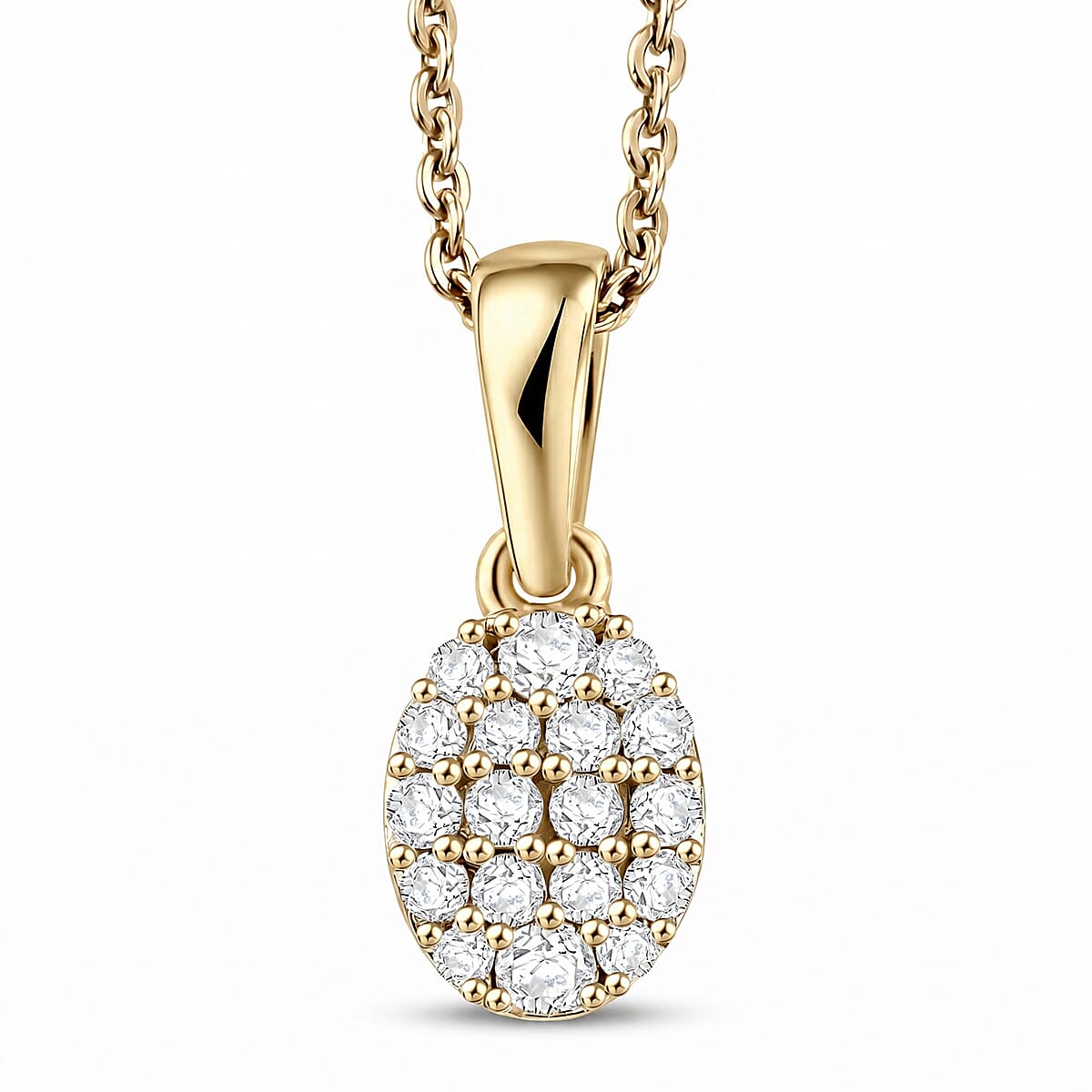 Luxuriant Lab Grown Diamond G-H SI 0.15 ctw Pendant Necklace in 18K Vermeil Yellow Gold Over Sterling Silver 20 Inches