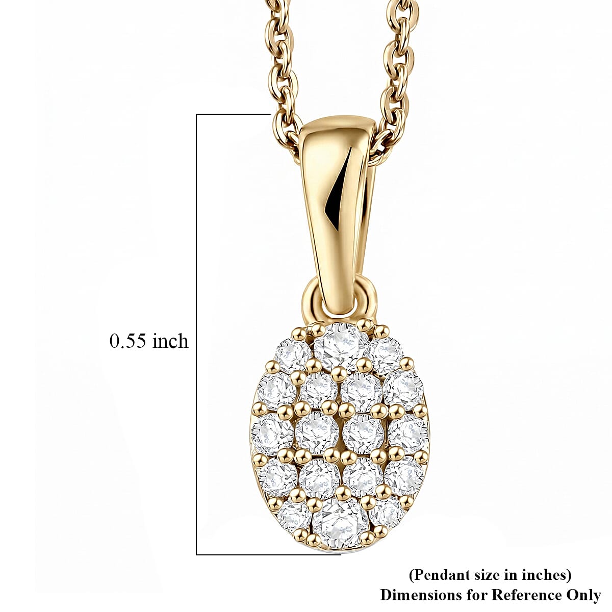 Luxuriant Lab Grown Diamond G-H SI 0.15 ctw Pendant Necklace in 18K Vermeil Yellow Gold Over Sterling Silver 20 Inches