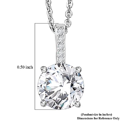 D'Joy Certified Moissanite (D-E, VVS1- VVS2) 1.30 ctw Forever Sparkle Pendant Necklace in Rhodium Over Sterling Silver 20 Inches