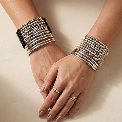 Set of 2 Seed Beads Cuff Bracelet (Adjustable)
