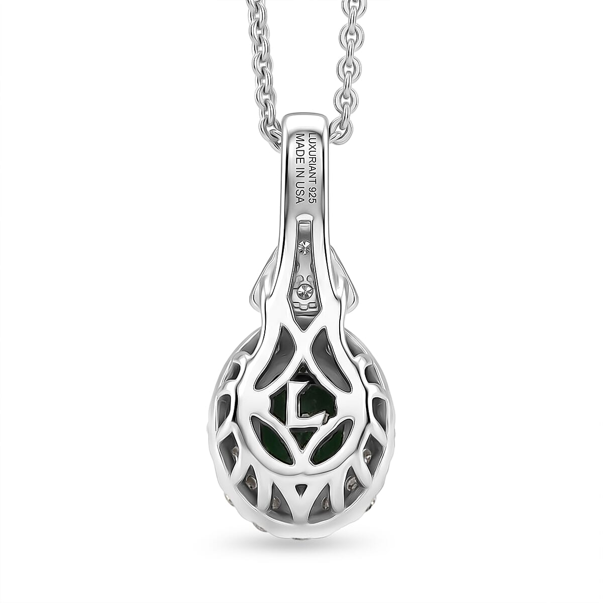 Certified & Appraised Premium Tsavorite Garnet and Luxuriant Lab Grown Diamond G-H SI 1.10 ctw Pendant Necklace in Rhodium Over Sterling Silver (18 Inches) image number 4