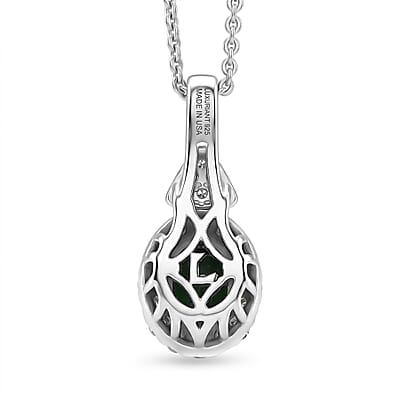 Certified & Appraised Premium Tsavorite Garnet and Luxuriant Lab Grown Diamond G-H SI 1.10 ctw Pendant Necklace in Rhodium Over Sterling Silver (18 Inches)