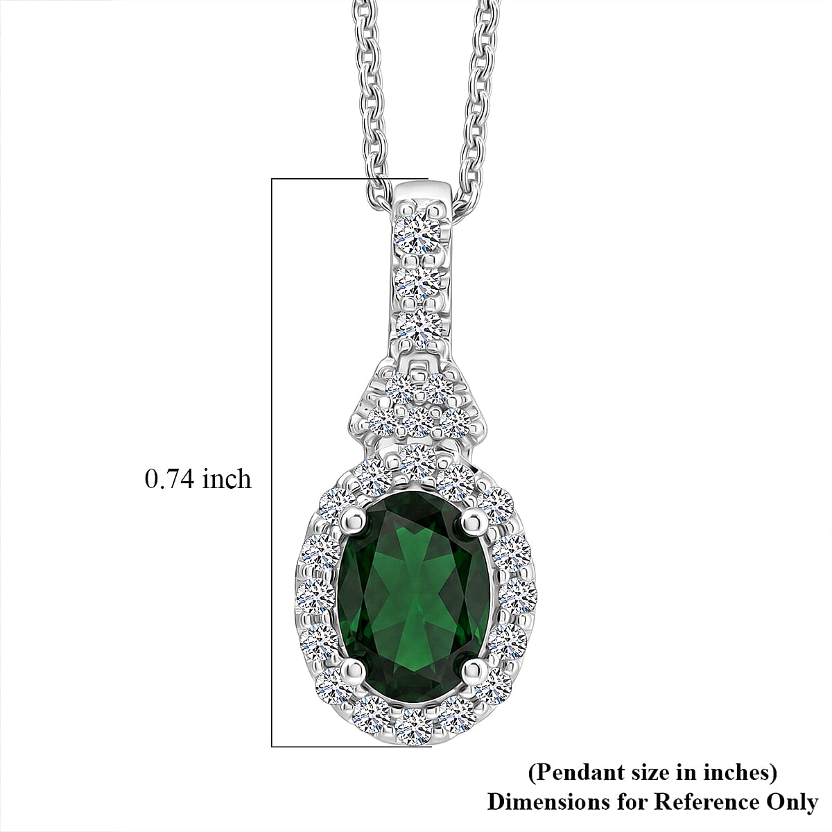 Certified & Appraised Premium Tsavorite Garnet and Luxuriant Lab Grown Diamond G-H SI 1.10 ctw Pendant Necklace in Rhodium Over Sterling Silver (18 Inches) image number 6