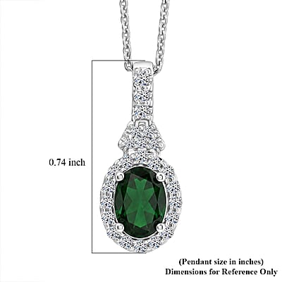 Certified & Appraised Premium Tsavorite Garnet and Luxuriant Lab Grown Diamond G-H SI 1.10 ctw Pendant Necklace in Rhodium Over Sterling Silver (18 Inches)