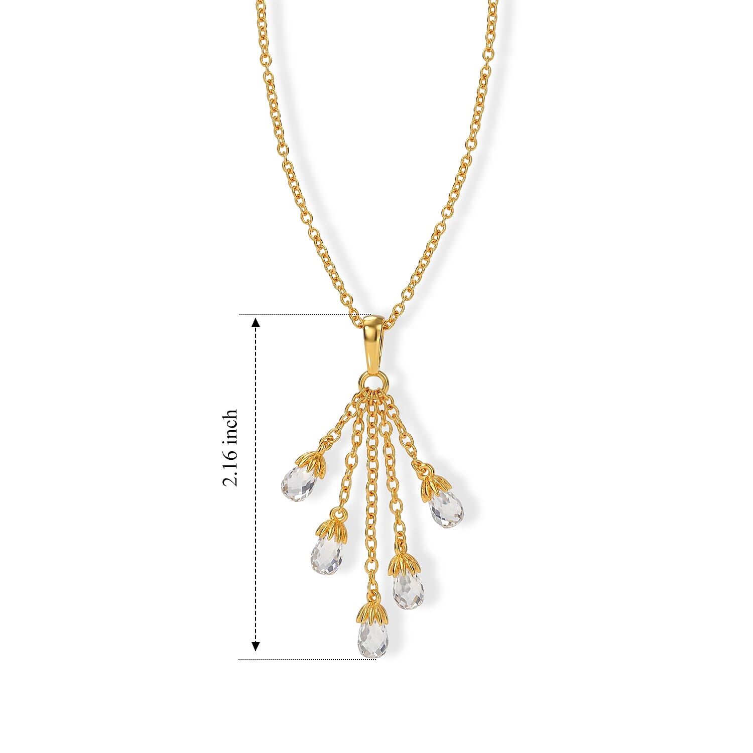 EverTrue Simulated Diamond Pendant in 18K YG Plated with ION Plated YG Stainless Steel Necklace 20 Inches
