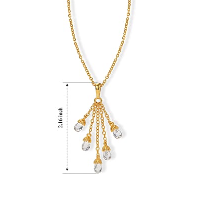 EverTrue Simulated Diamond Pendant in 18K YG Plated with ION Plated YG Stainless Steel Necklace 20 Inches