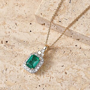 Certified & Appraised Luxoro AAA Kagem Zambian Emerald and Diamond I2 2.10 ctw Pendant Necklace in 10K Yellow Gold 20 Inches
