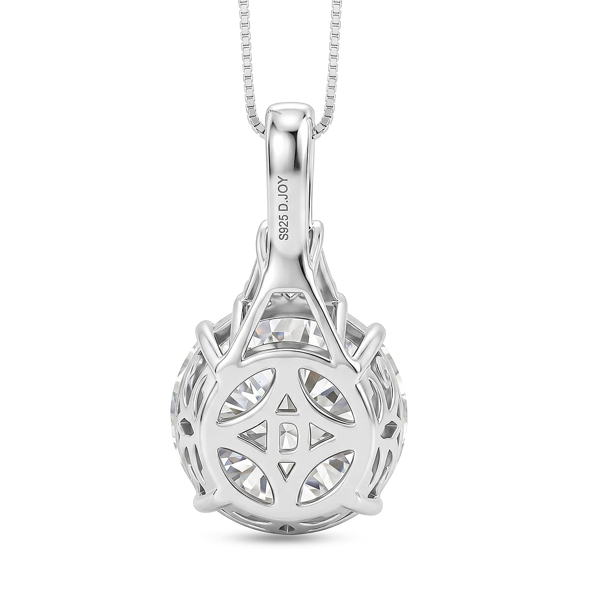 D'Joy Moissanite 10.60 ctw Timeless Brilliance Pendant Necklace in Rhodium Over Sterling Silver 18 Inches image number 4