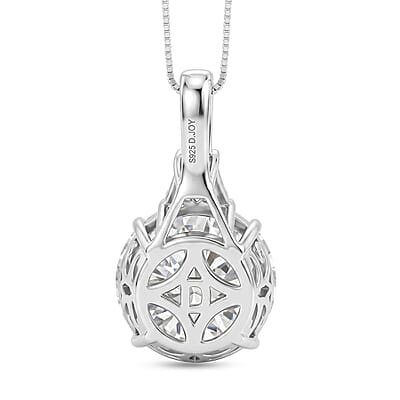 D'Joy Moissanite 10.60 ctw Timeless Brilliance Pendant Necklace in Rhodium Over Sterling Silver 18 Inches
