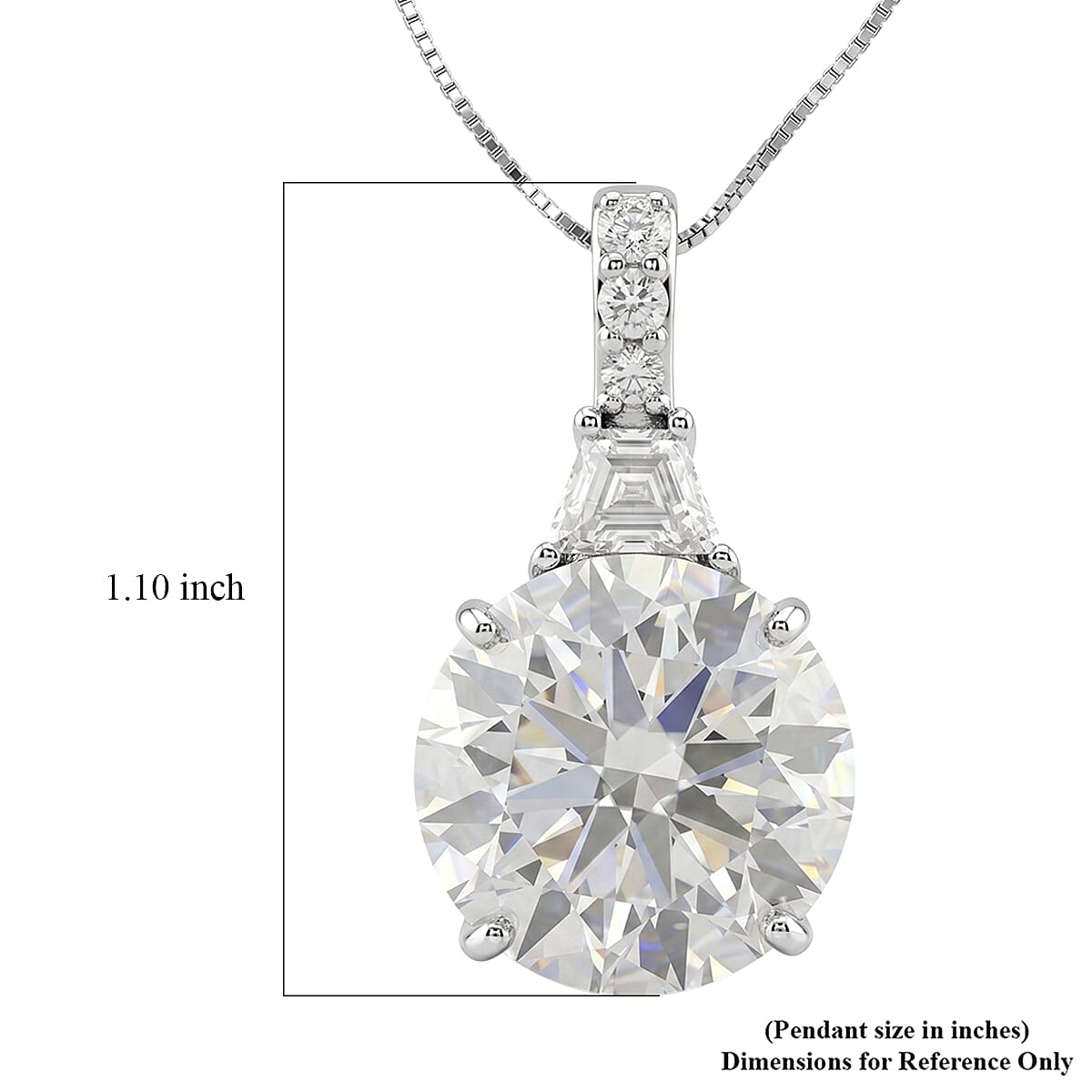 D'Joy Moissanite 10.60 ctw Timeless Brilliance Pendant Necklace in Rhodium Over Sterling Silver 18 Inches image number 5