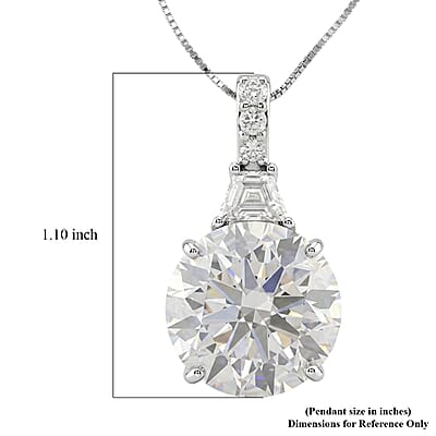 D'Joy Moissanite 10.60 ctw Timeless Brilliance Pendant Necklace in Rhodium Over Sterling Silver 18 Inches