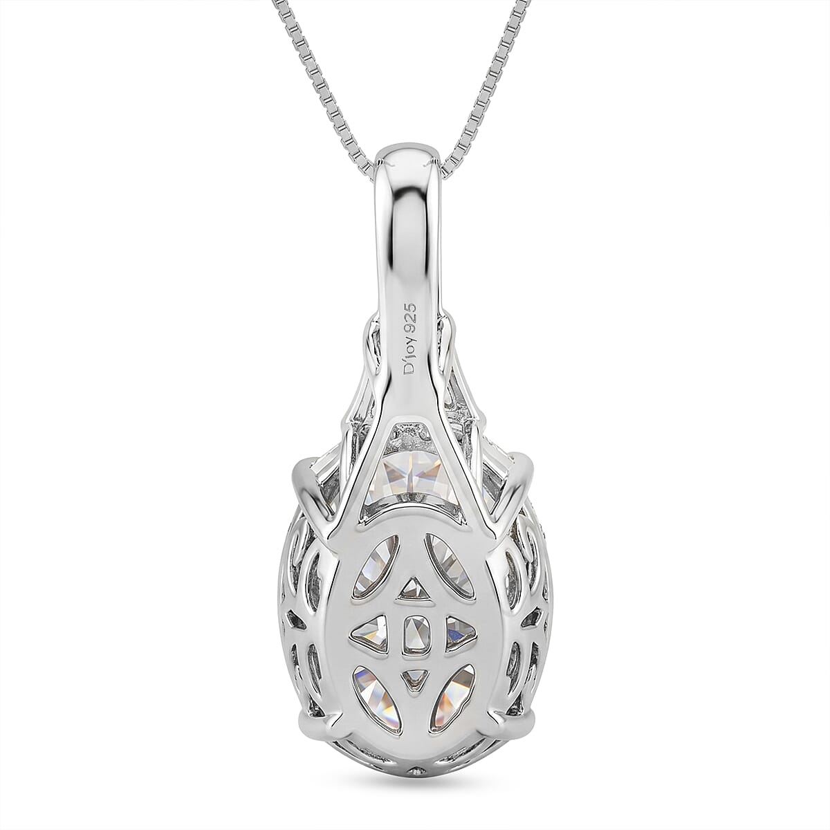 D'Joy Moissanite 10.60 ctw Timeless Brilliance Pendant Necklace in Rhodium Over Sterling Silver 18 Inches