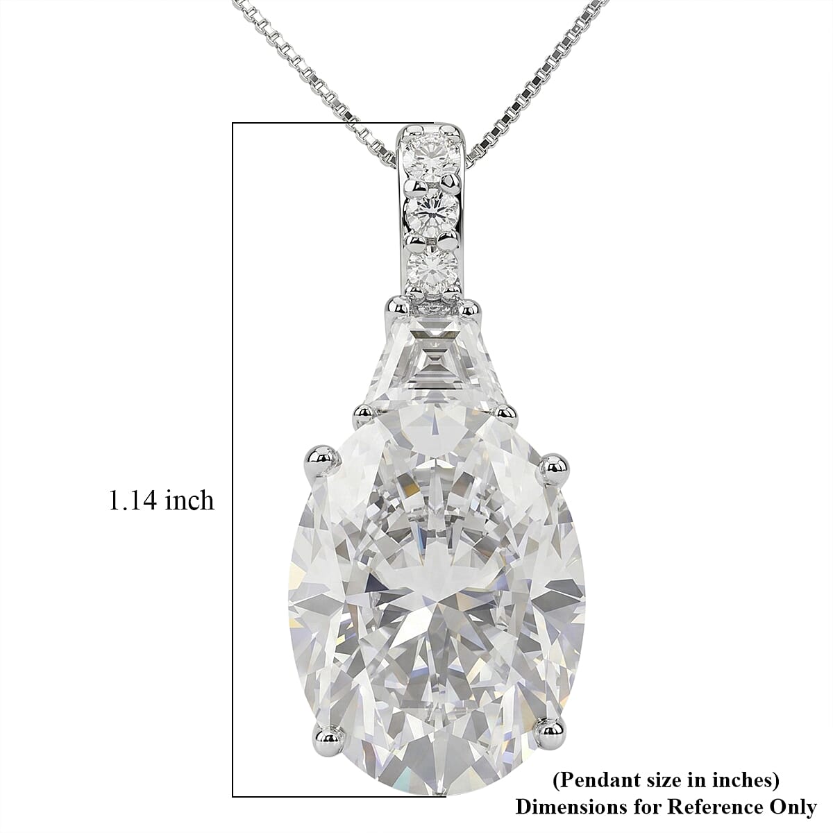 D'Joy Moissanite 10.60 ctw Timeless Brilliance Pendant Necklace in Rhodium Over Sterling Silver 18 Inches