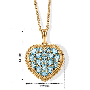 EverTrue Blue Apatite 3.00 ctw Language of Love Collection Pendant in 18K YG Plated with ION Plated YG Stainless Steel Necklace (20 Inches)