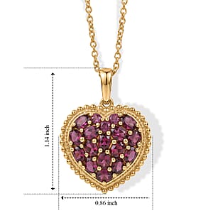 EverTrue Orissa Rhodolite Garnet 3.70 ctw Language of Love Collection Pendant in 18K YG Plated with ION Plated YG Stainless Steel Necklace (20 Inches)