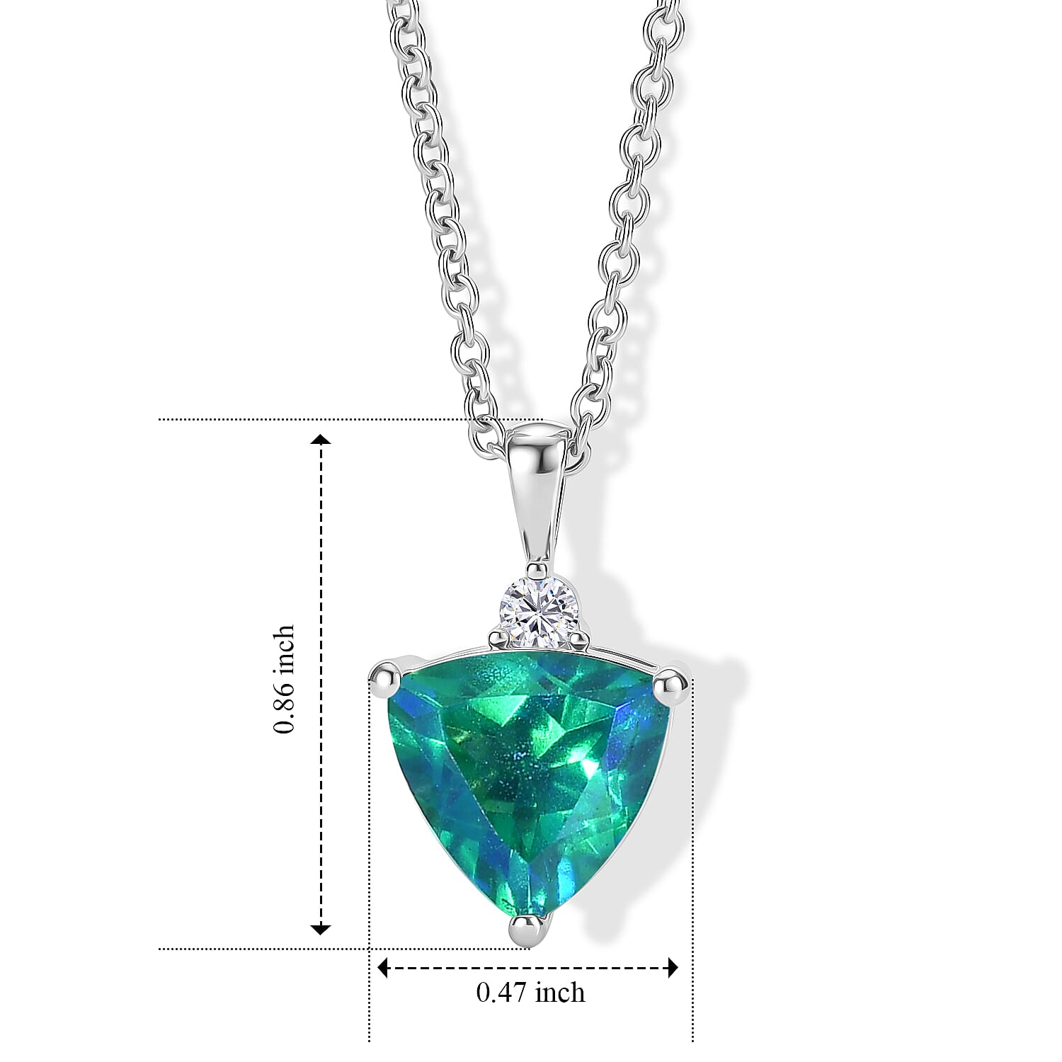 EverTrue Peacock Quartz (Triplet) and Moissanite 3.90 ctw Pendant in Platinum Bond with Stainless Steel Necklace 20 Inches