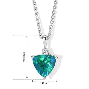 EverTrue Peacock Quartz (Triplet) and Moissanite 3.90 ctw Pendant in Platinum Bond with Stainless Steel Necklace 20 Inches