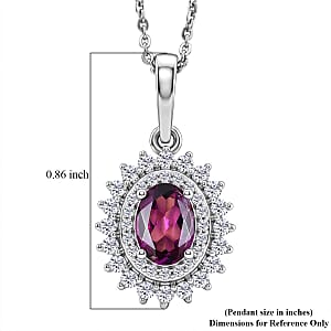 Certified & Appraised D'Joy Premium Radiant Ember Garnet and Moissanite 1.40 ctw Pendant Necklace in Rhodium Over Sterling Silver 18 Inches 