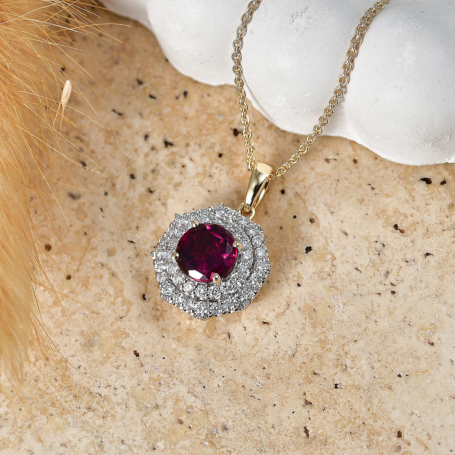 Certified & Appraised AAA Radiant Ember Garnet and Luxuriant Lab Grown Diamond G-H SI 2.00 ctw in 10K Yellow Gold Pendant Necklace 20 Inches