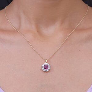 Certified & Appraised AAA Radiant Ember Garnet and Luxuriant Lab Grown Diamond G-H SI 2.00 ctw in 10K Yellow Gold Pendant Necklace 20 Inches