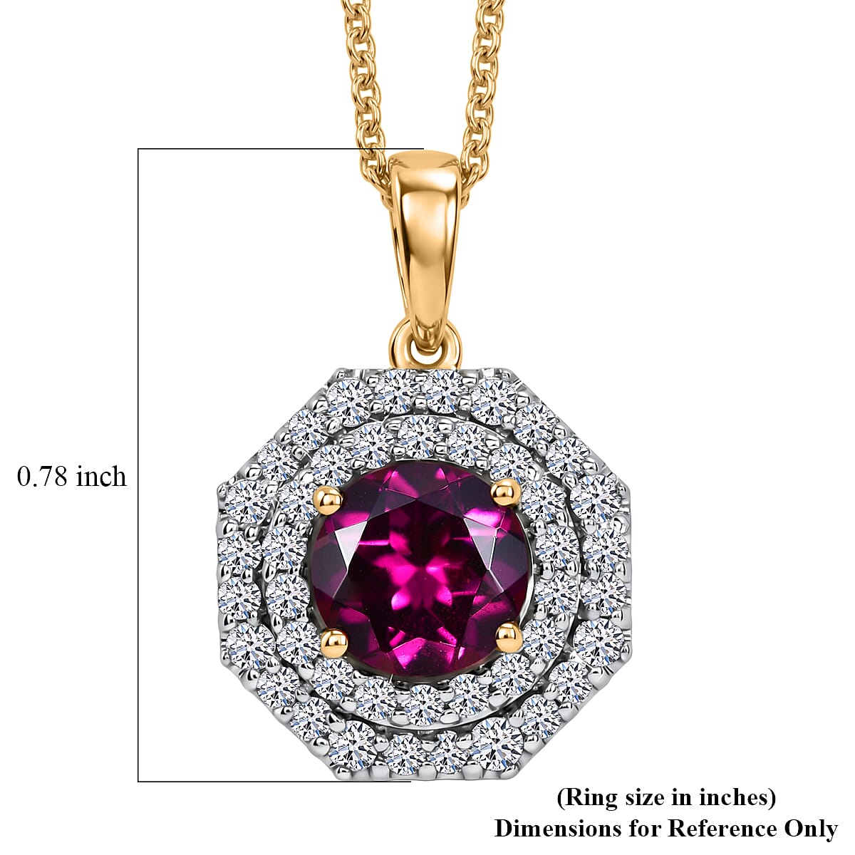 Certified & Appraised AAA Radiant Ember Garnet and Luxuriant Lab Grown Diamond G-H SI 2.00 ctw in 10K Yellow Gold Pendant Necklace 20 Inches