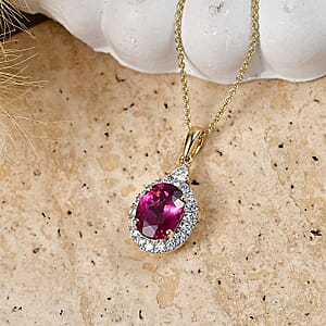 Certified & Appraised AAA Usambara Color Change Garnet and Luxuriant Lab Grown Diamond G-H SI 3.60 ctw Pendant Necklace in 10K Yellow Gold (18 Inches)