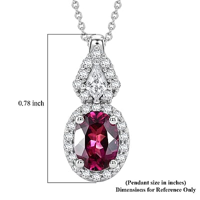 D'Joy Premium Usambara Color Change Garnet and Moissanite 2.07 ctw Pendant Necklace in Rhodium Over Sterling Silver (18 Inches)
