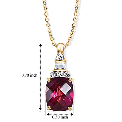 Certified & Appraised AAA Usambara Color Change Garnet and Luxuriant Lab Grown Diamond G-H SI 3.90 ctw Pendant Necklace in 10K Yellow Gold 20 Inches