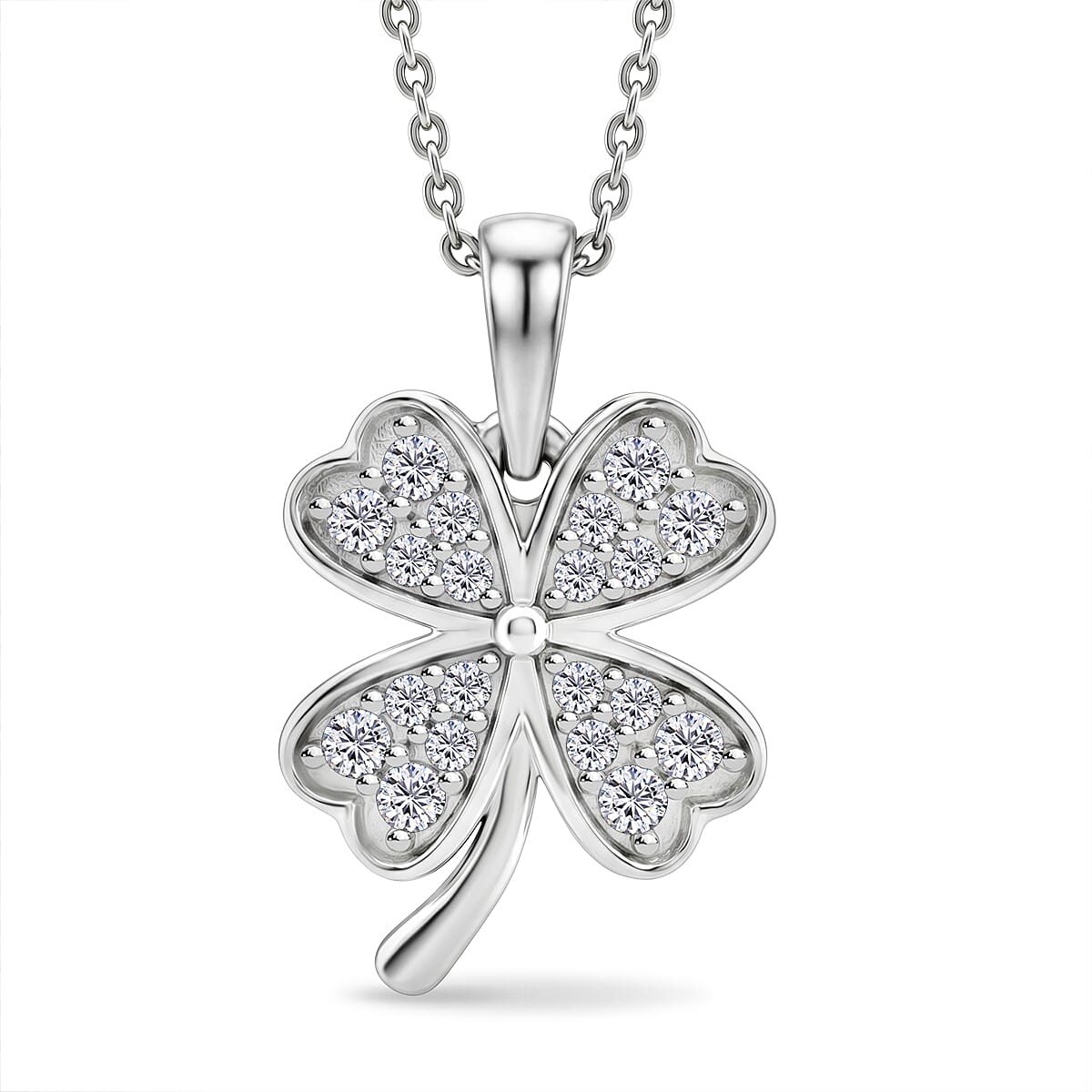 Luxuriant Lab Grown Diamond G-H SI 0.40 ctw Pendant Necklace in Rhodium Over Sterling Silver 20 Inches