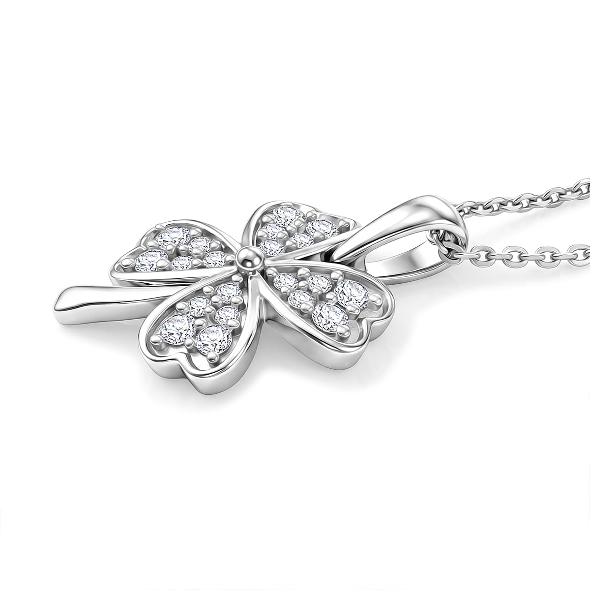Luxuriant Lab Grown Diamond G-H SI 0.40 ctw Pendant Necklace in Rhodium Over Sterling Silver 20 Inches