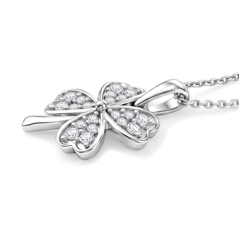 Luxuriant Lab Grown Diamond G-H SI 0.40 ctw Pendant Necklace in Rhodium Over Sterling Silver 20 Inches