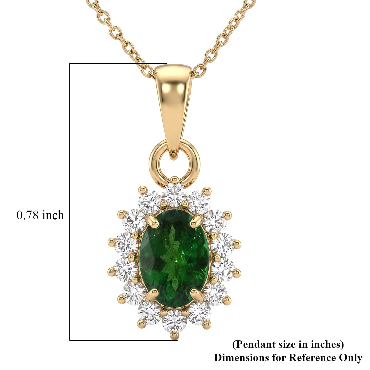 Luxoro AAA Tsavorite Garnet and Diamond I2 1.20 ctw Regal Spark Pendant Necklace in 10K Yellow Gold 18 Inches