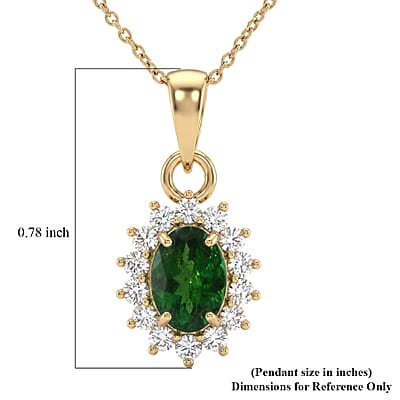 Luxoro AAA Tsavorite Garnet and Diamond I2 1.20 ctw Regal Spark Pendant Necklace in 10K Yellow Gold 18 Inches
